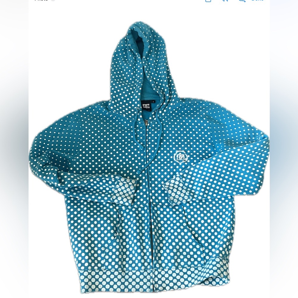 DC Blue & White Polka Dot Hoodie.